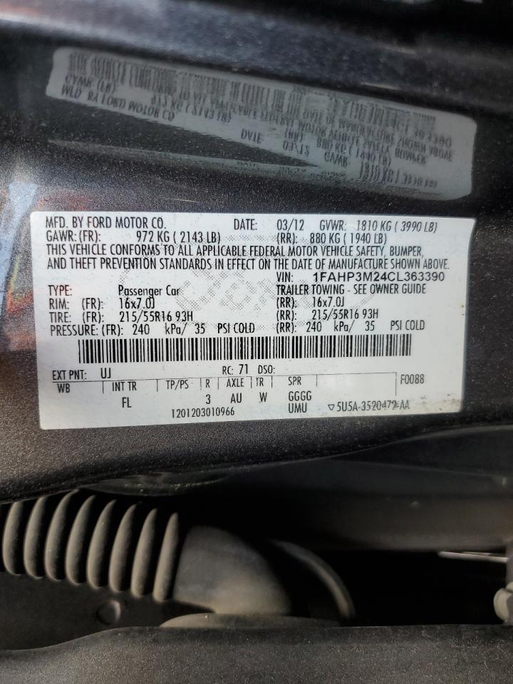 1FAHP3M24CL363390 2012 Ford Focus Sel