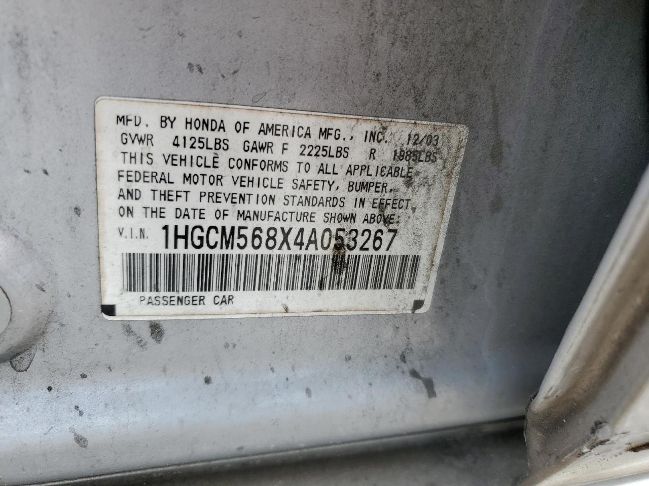 1HGCM568X4A053267 2004 Honda Accord Ex