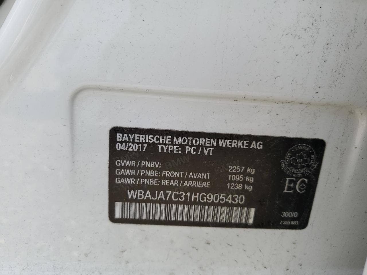 WBAJA7C31HG905430 2017 BMW 530 Xi