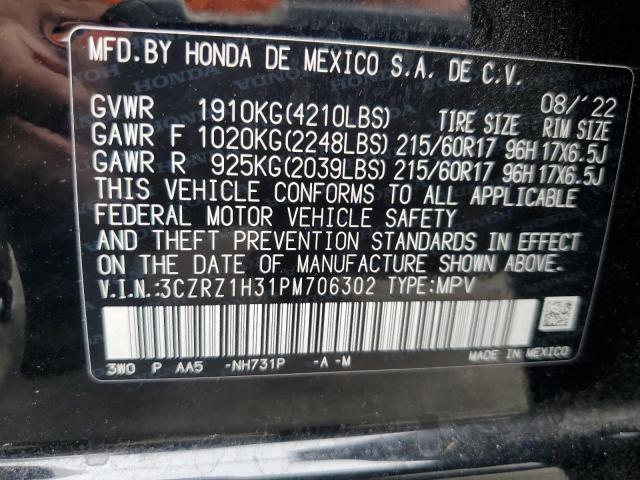 2023 Honda Hr-V Lx VIN: 3CZRZ1H31PM706302 Lot: 57169924