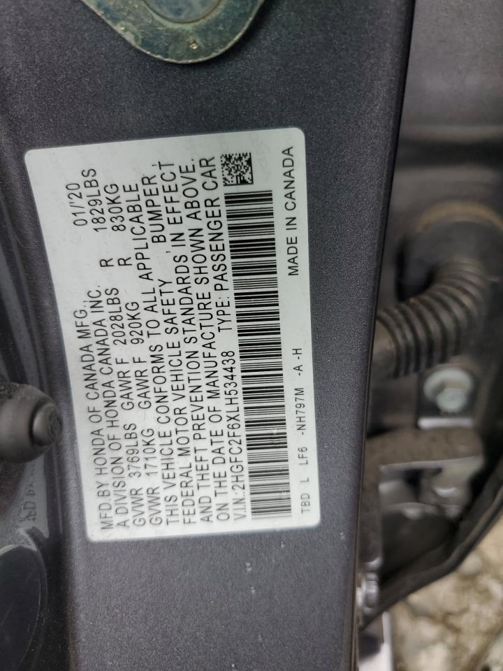 2HGFC2F6XLH534438 2020 Honda Civic Lx