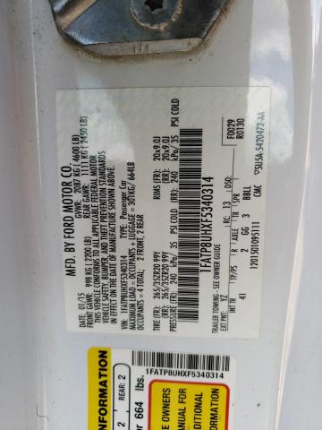 2015 Ford Mustang VIN: 1FATP8UHXF5340314 Lot: 58822044