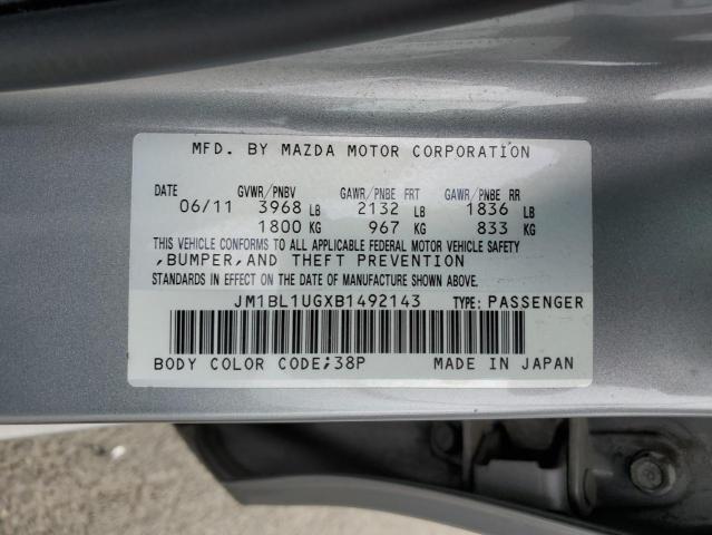 2011 Mazda 3 I VIN: JM1BL1UGXB1492143 Lot: 57403374