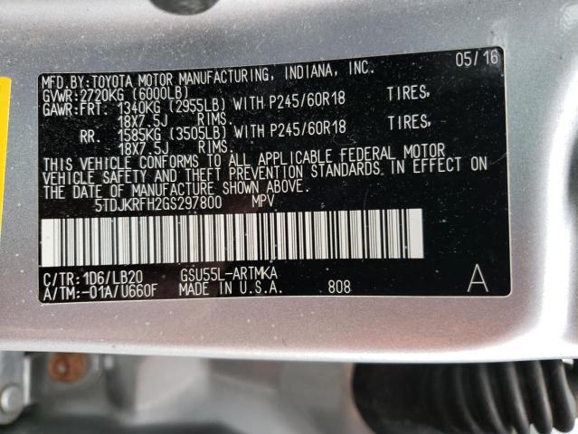 2016 Toyota Highlander Xle VIN: 5TDJKRFH2GS297800 Lot: 60559754