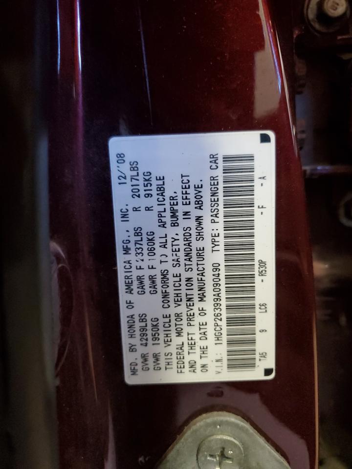 1HGCP26399A090490 2009 Honda Accord Lx
