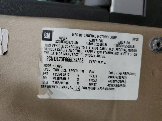 2006 Chevrolet Equinox Lt VIN: 2CNDL73F866032563 Lot: 59124844