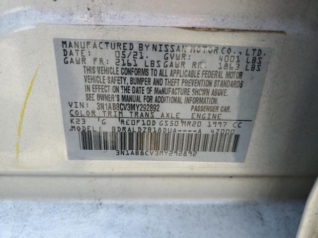 2021 Nissan Sentra Sv VIN: 3N1AB8CV3MY292892 Lot: 57410954