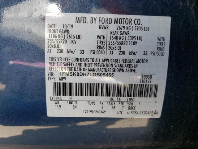 2020 Ford Explorer Xlt VIN: 1FMSK8DH7LGB05465 Lot: 57923744