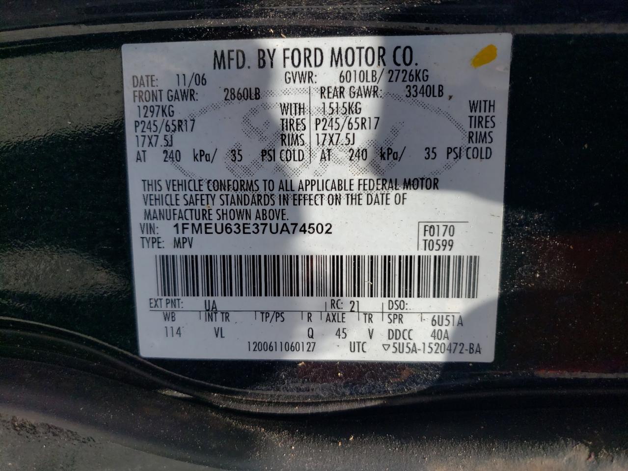 1FMEU63E37UA74502 2007 Ford Explorer Xlt