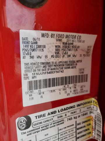 2011 Ford Expedition Xl VIN: 1FMJU1F54BEF50742 Lot: 57643824