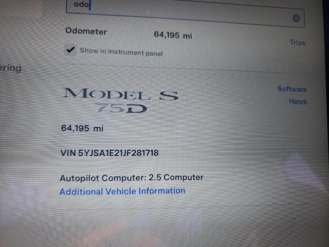 2018 Tesla Model S VIN: 5YJSA1E21JF281718 Lot: 57950604