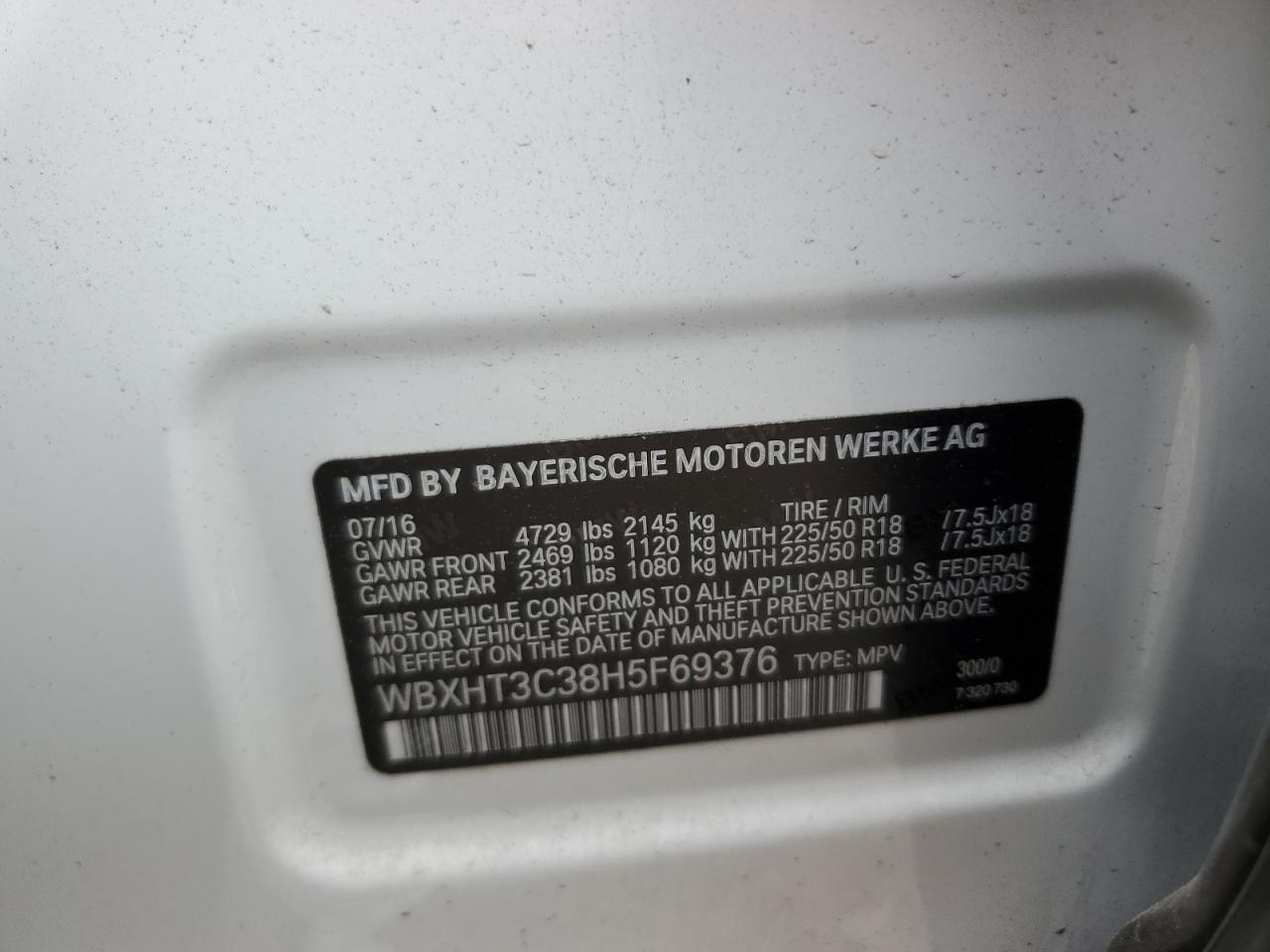 WBXHT3C38H5F69376 2017 BMW X1 xDrive28I