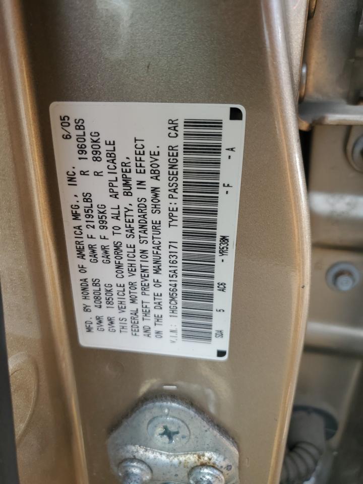 1HGCM56415A163171 2005 Honda Accord Lx