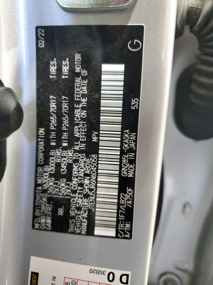 JTENU5JR6N6045058 2022 Toyota 4Runner Sr5/Sr5 Premium