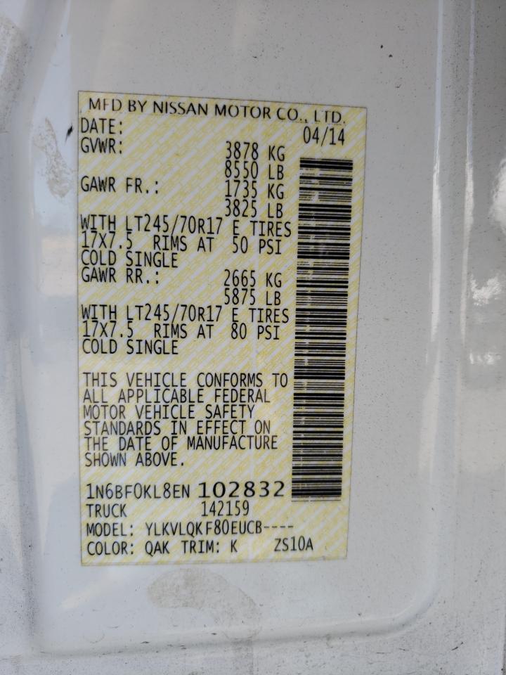 1N6BF0KL8EN102832 2014 Nissan Nv 1500