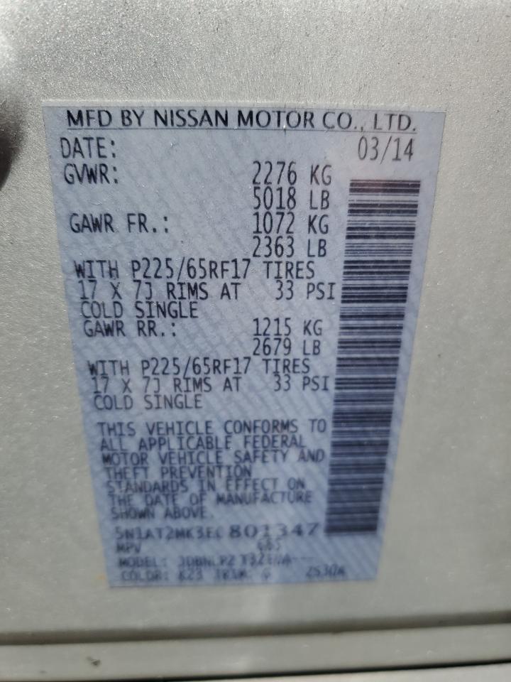 5N1AT2MK3EC801347 2014 Nissan Rogue S