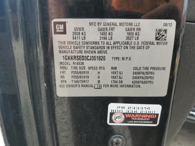 2012 GMC Acadia Slt-2 VIN: 1GKKRSED3CJ351820 Lot: 59615774