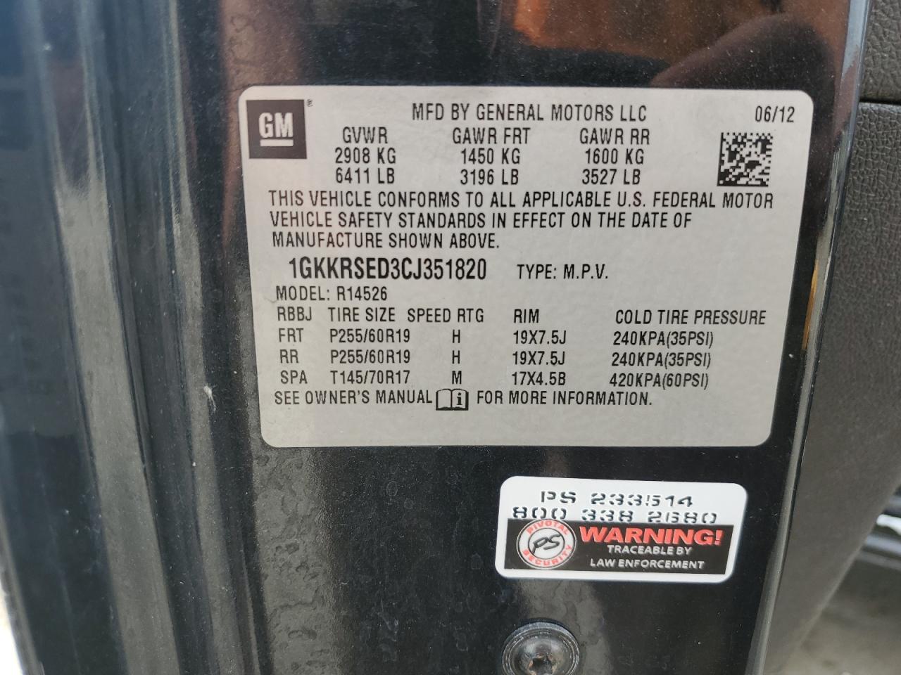 1GKKRSED3CJ351820 2012 GMC Acadia Slt-2