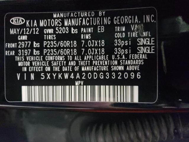 2013 Kia Sorento Sx VIN: 5XYKW4A20DG332096 Lot: 61205564