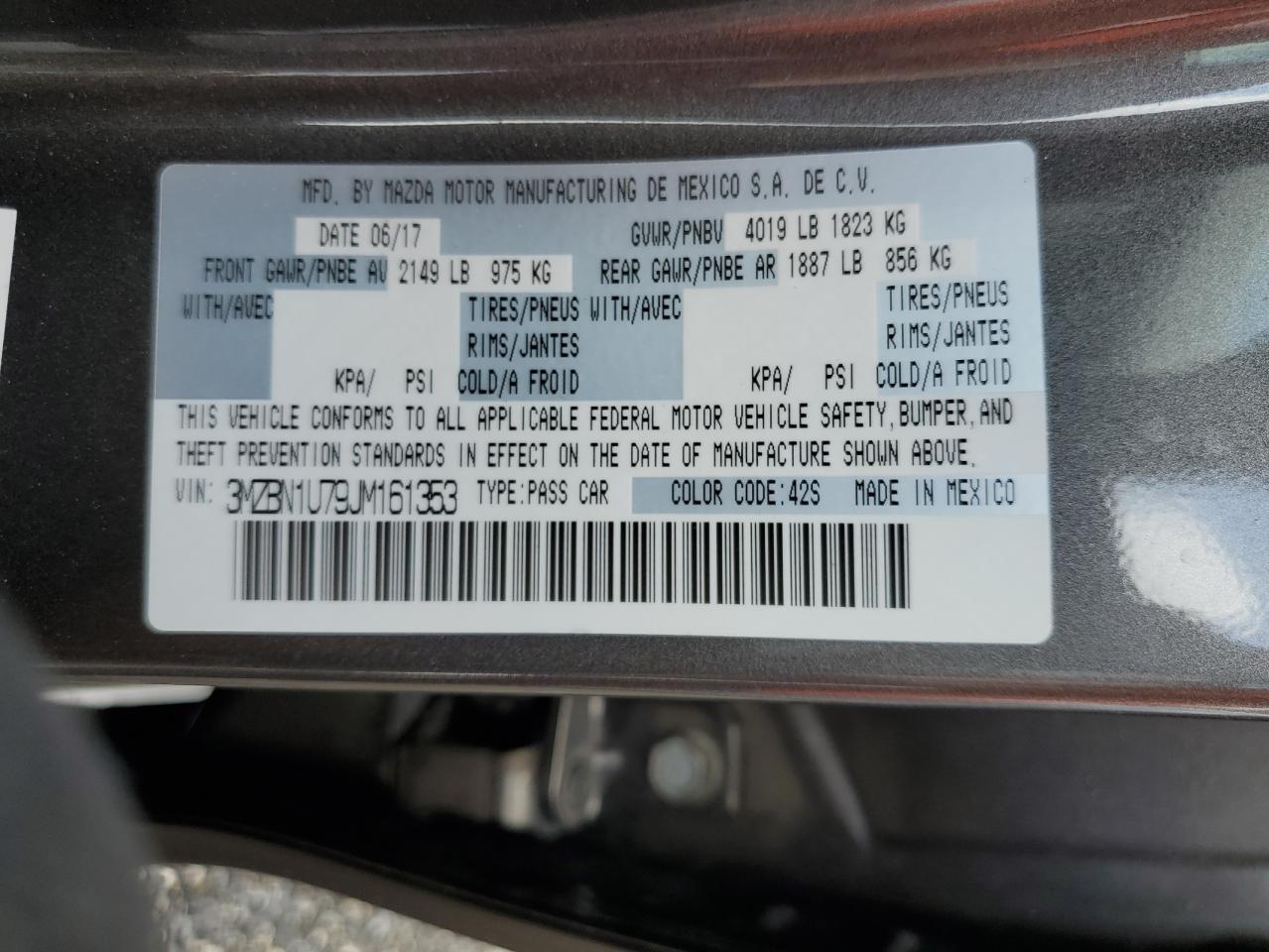 3MZBN1U79JM161353 2018 Mazda 3 Sport