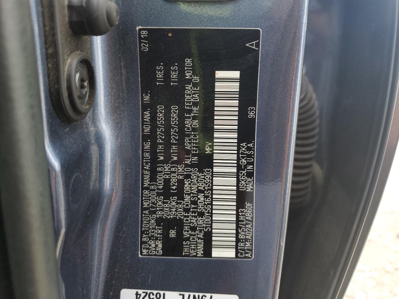 5TDDY5G16JS159903 2018 Toyota Sequoia Platinum