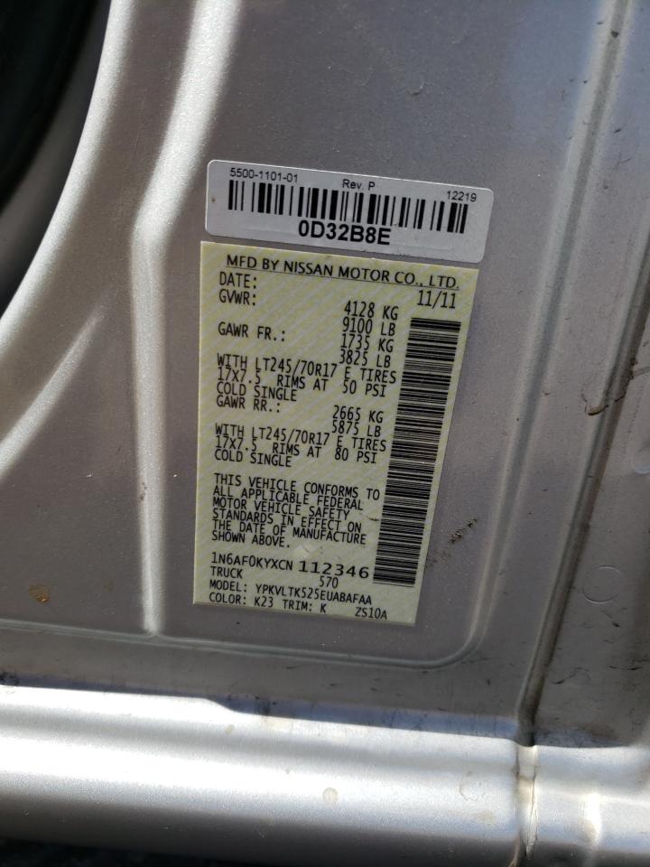 1N6AF0KYXCN112346 2012 Nissan Nv 2500