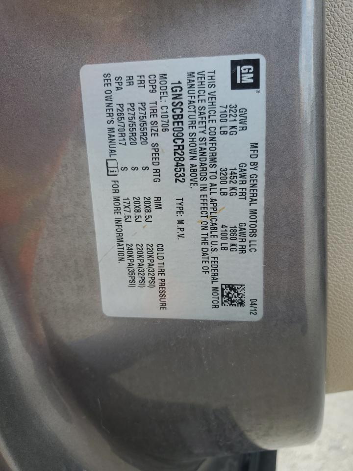 1GNSCBE09CR284532 2012 Chevrolet Tahoe C1500 Lt