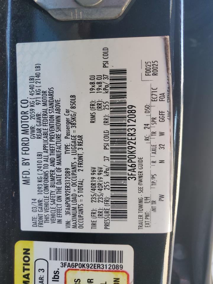 3FA6P0K92ER312089 2014 Ford Fusion Titanium