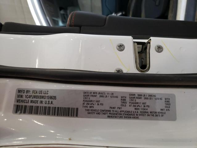 2021 Jeep Cherokee Trailhawk VIN: 1C4PJMBX8MD159635 Lot: 60934264