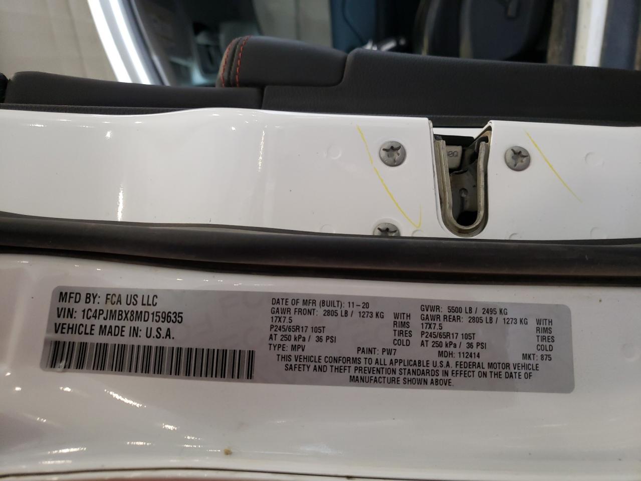 1C4PJMBX8MD159635 2021 Jeep Cherokee Trailhawk