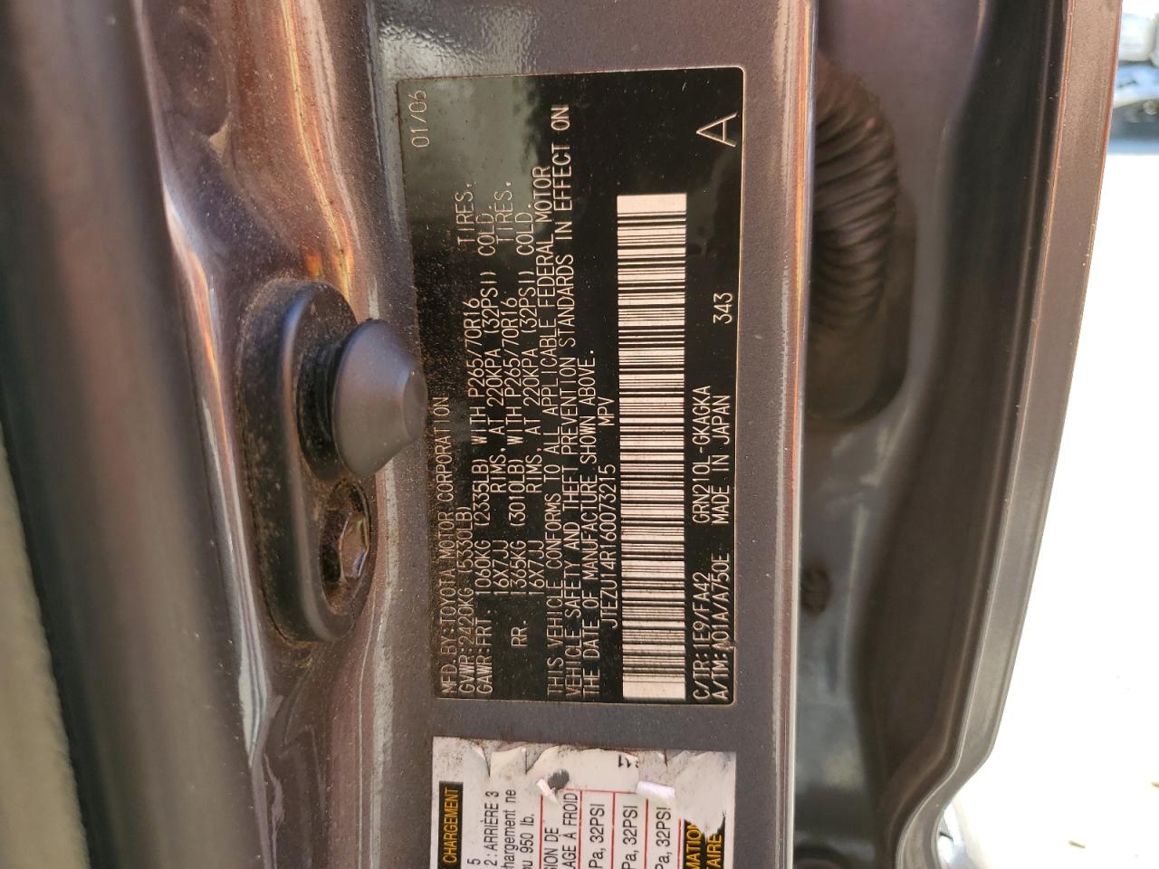 JTEZU14R160073215 2006 Toyota 4Runner Sr5