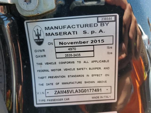 VIN ZAM45VLA3G0177491 2016 MASERATI ALL MODELS no.12