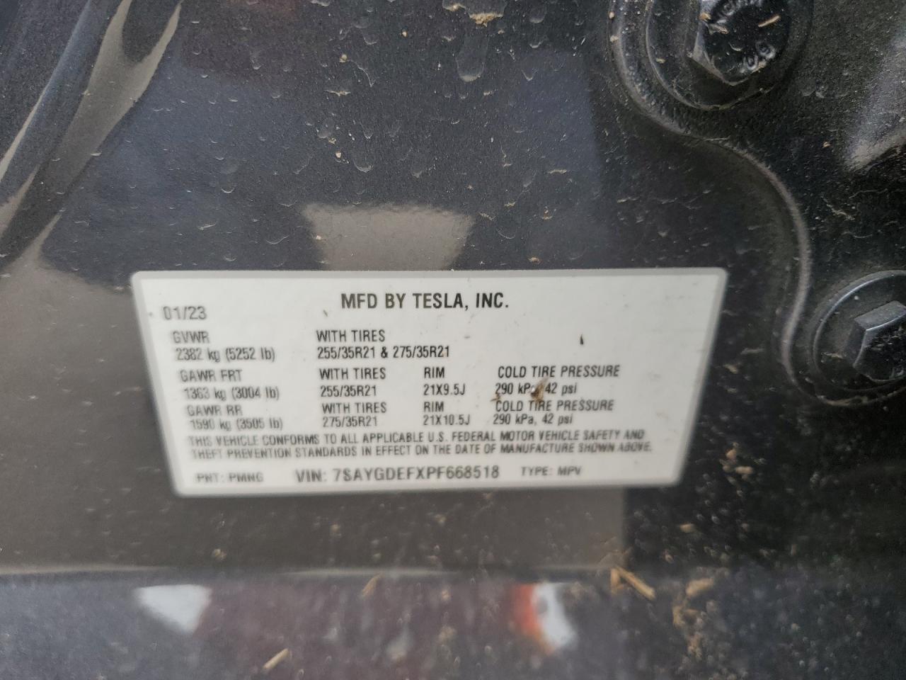 7SAYGDEFXPF668518 2023 Tesla Model Y