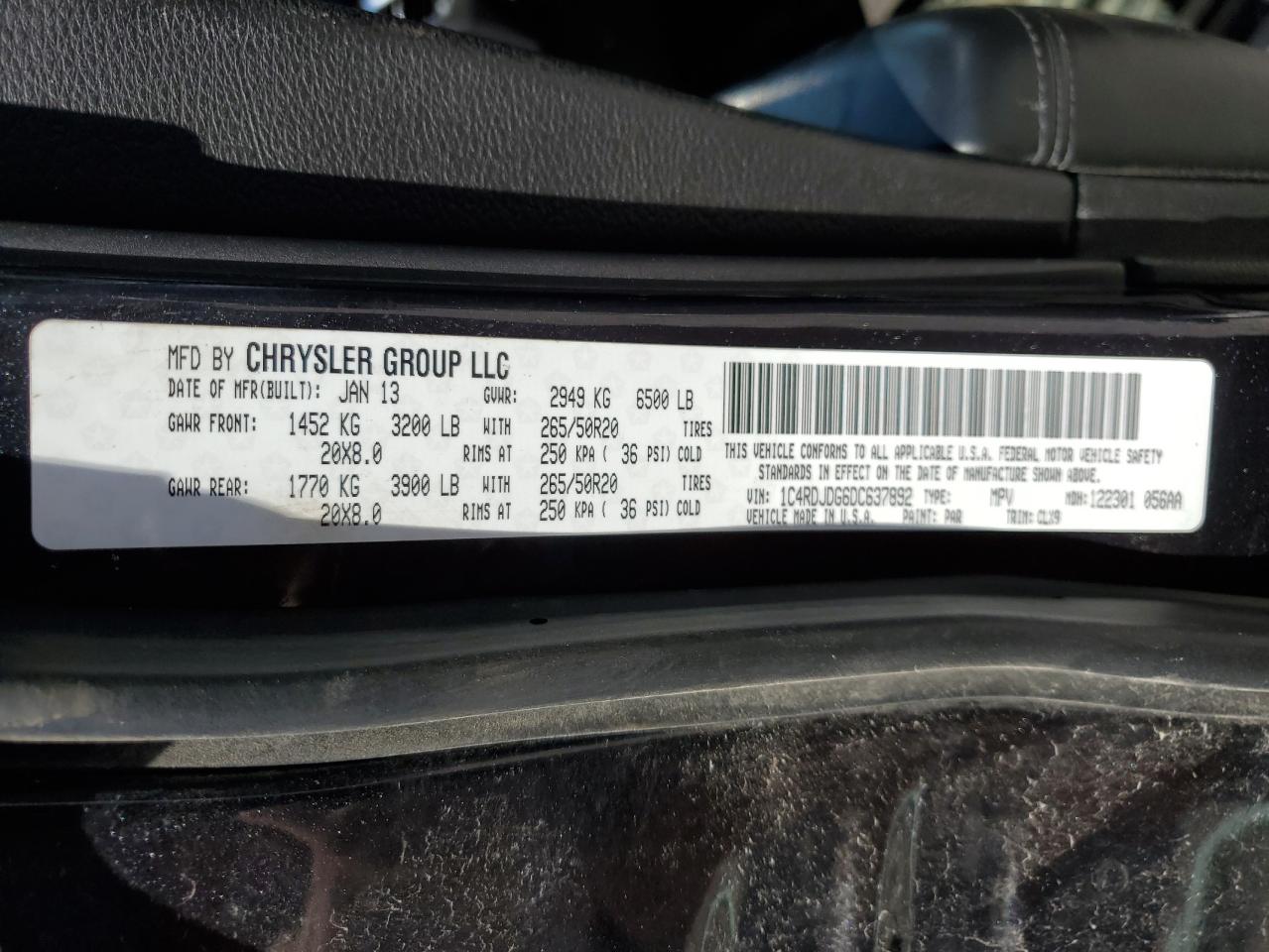 1C4RDJDG6DC637892 2013 Dodge Durango Crew