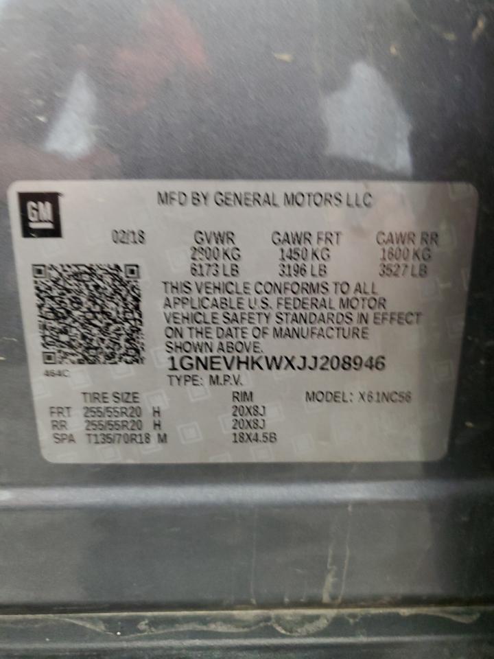 1GNEVHKWXJJ208946 2018 Chevrolet Traverse Lt