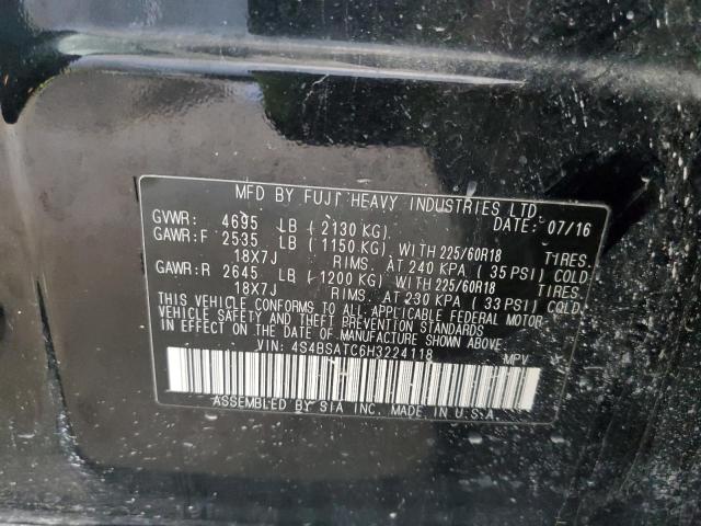 2017 Subaru Outback Touring VIN: 4S4BSATC6H3224118 Lot: 57917254