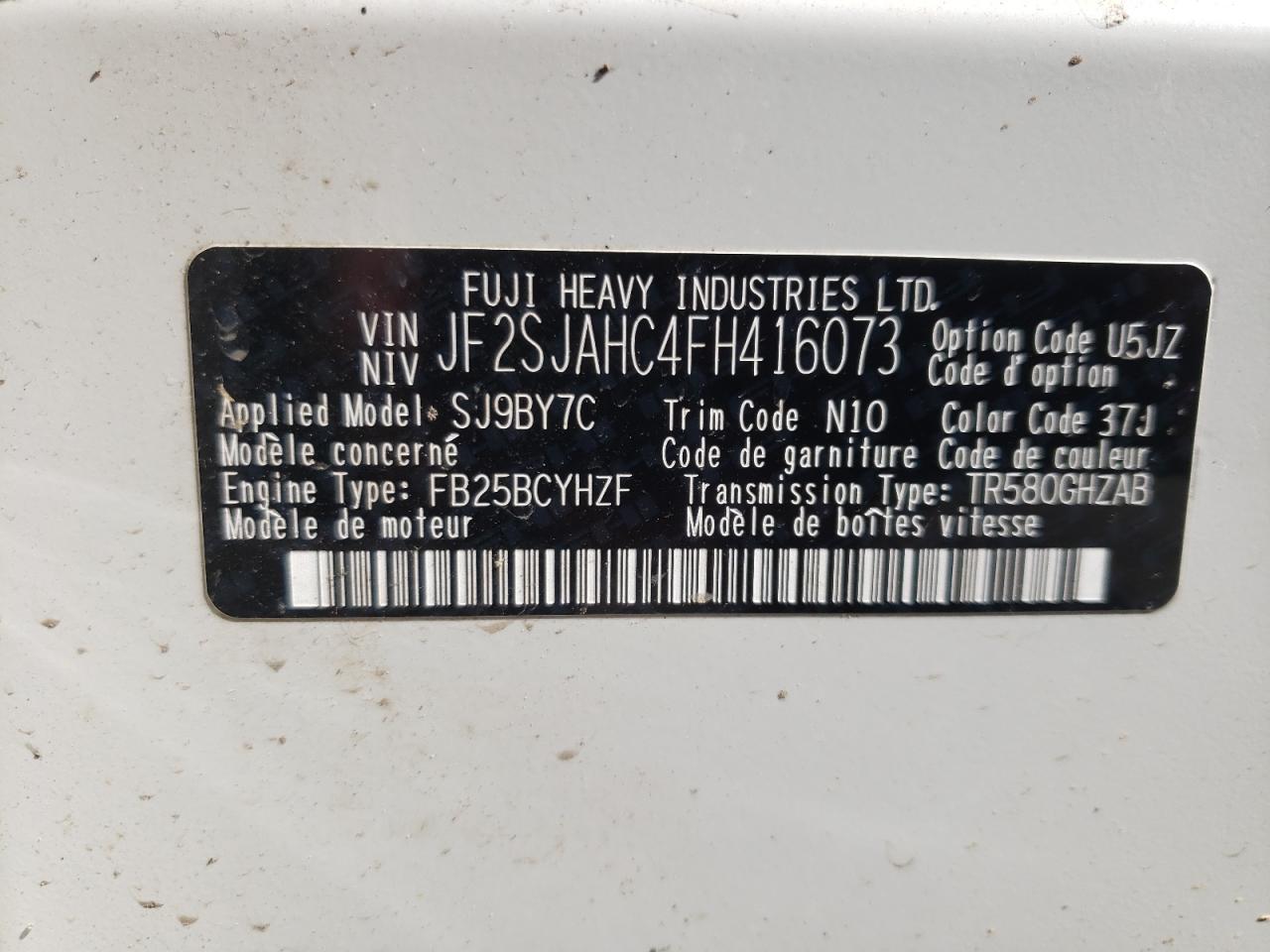 JF2SJAHC4FH416073 2015 Subaru Forester 2.5I Limited