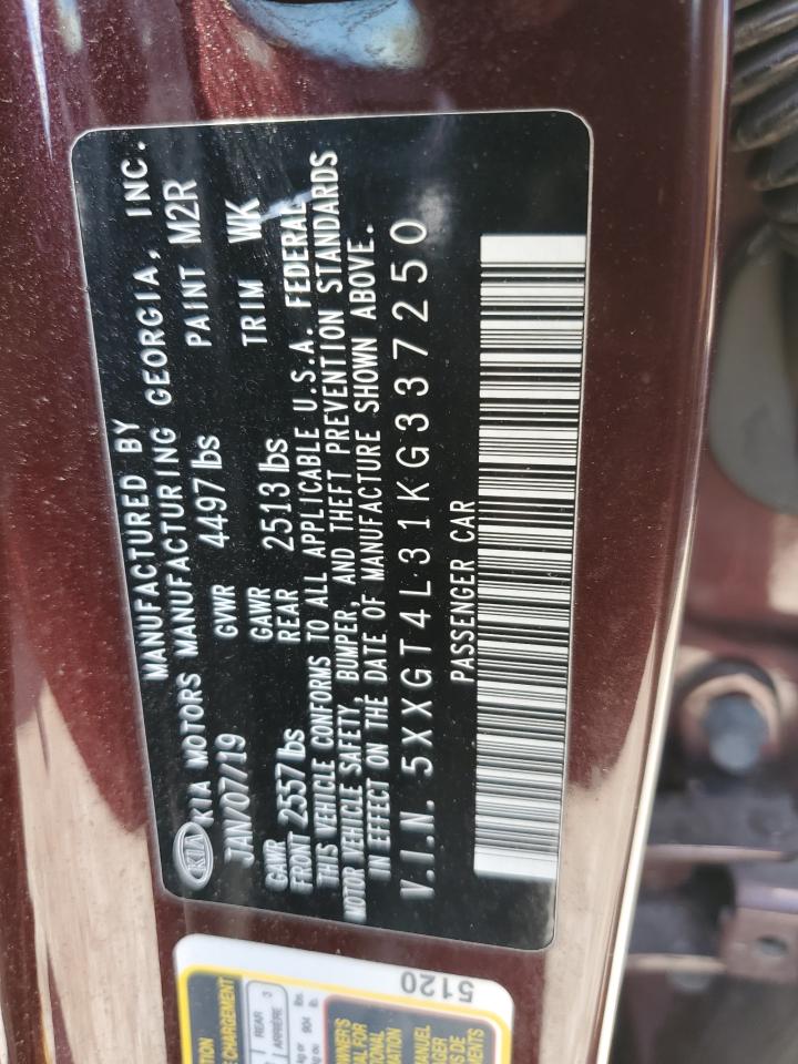 5XXGT4L31KG337250 2019 Kia Optima Lx