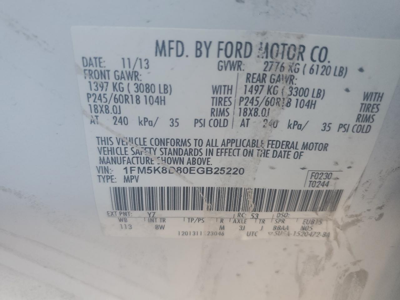 1FM5K8D80EGB25220 2014 Ford Explorer Xlt