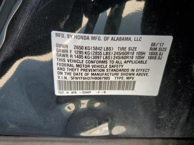 2017 HONDA PILOT EX 5FNYF6H37HB067985