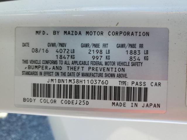 2017 Mazda 3 Grand Touring VIN: JM1BN1M38H1103760 Lot: 59144174