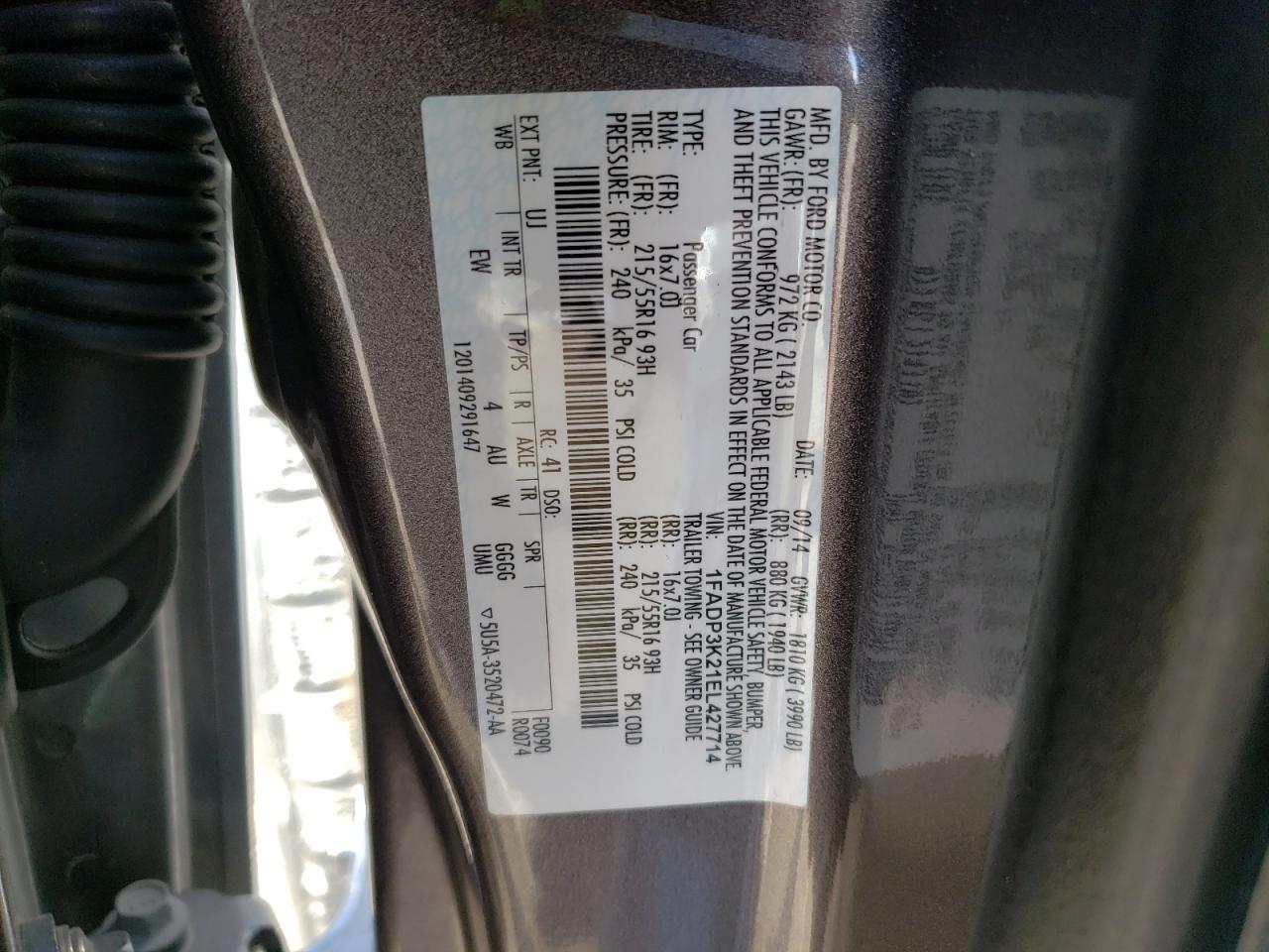 1FADP3K21EL427714 2014 Ford Focus Se