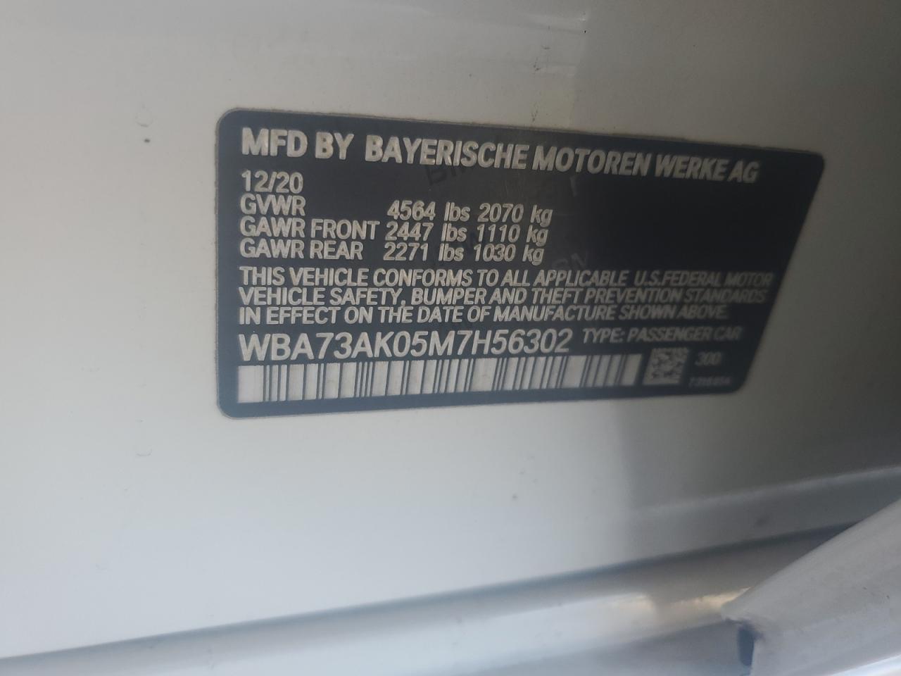 WBA73AK05M7H56302 2021 BMW 228Xi