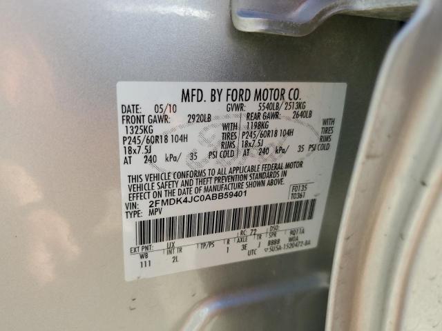 2010 Ford Edge Sel VIN: 2FMDK4JC0ABB59401 Lot: 57944104