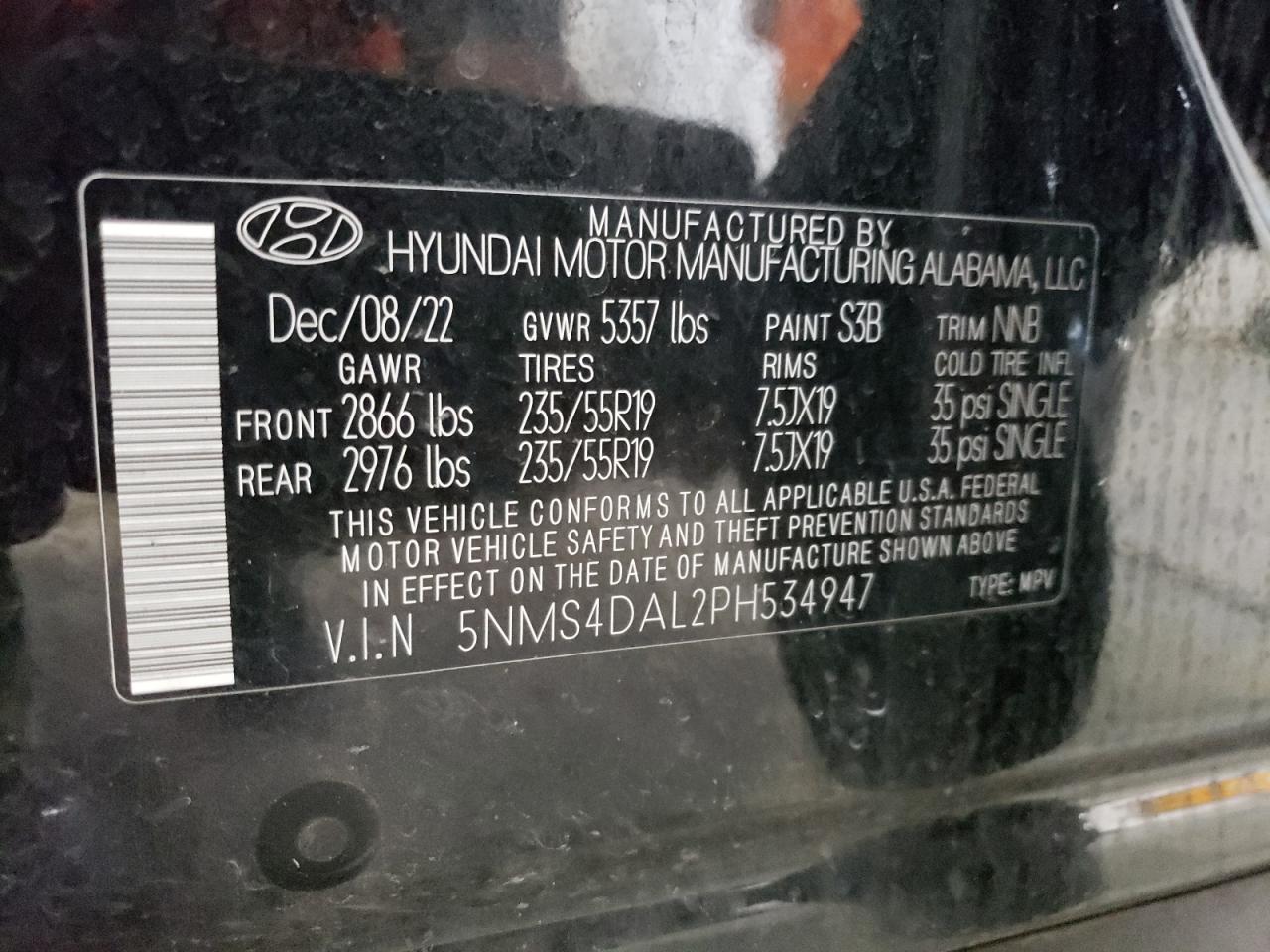 5NMS4DAL2PH534947 2023 Hyundai Santa Fe Limited