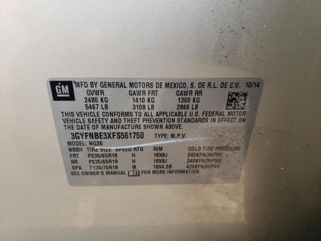 2015 Cadillac Srx Luxury Collection VIN: 3GYFNBE3XFS561750 Lot: 58622914