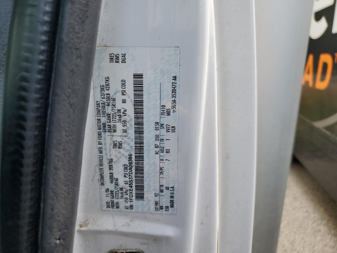1FDXE45S37DA09386 2007 Ford Econoline E450 Super Duty Cutaway Van