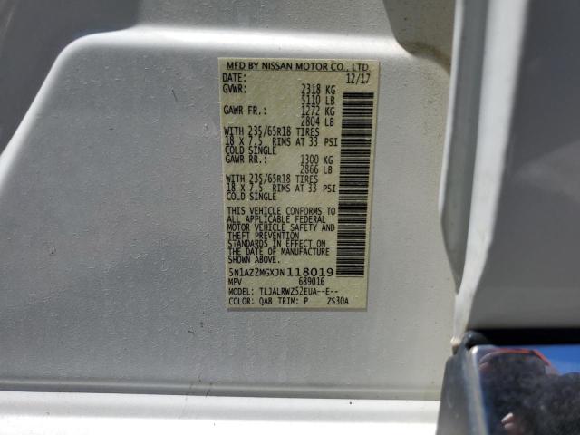 2018 Nissan Murano S VIN: 5N1AZ2MGXJN118019 Lot: 58597524