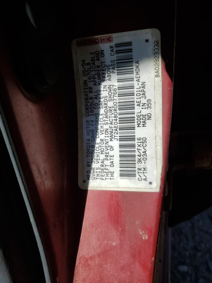 JT2AE04B0R0077667 1994 Toyota Corolla