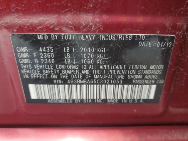 2012 Subaru Legacy 2.5I VIN: 4S3BMBA65C3021053 Lot: 57304544